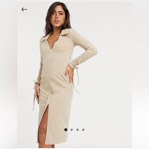 ASOS Design Midi Dress With Tie Sleves